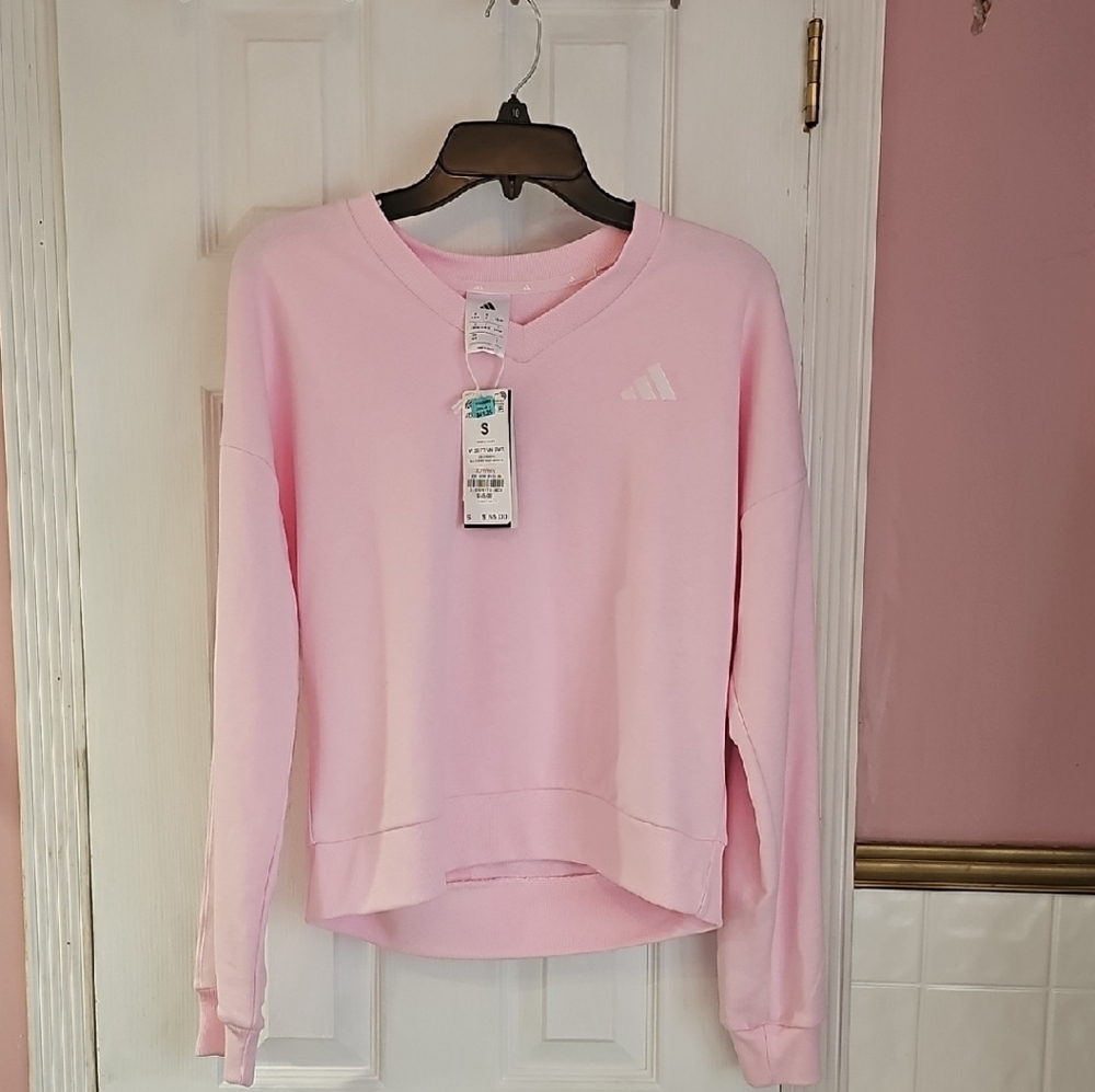 Adidas Light Pink V-Neck Sweatshirt